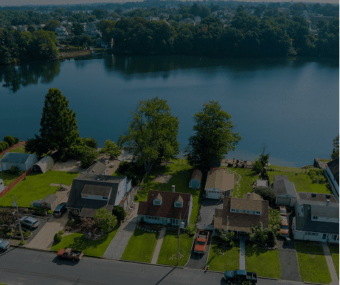 Residential area near water's edge