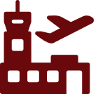 Airport control tower and airplane icon